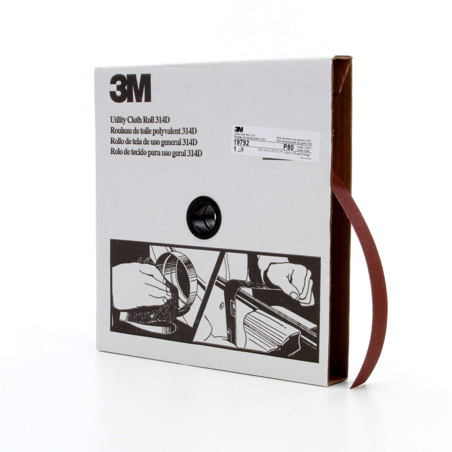 3M Yardımcı Kumaş Rulo 314D, P80 J-ağırlık, Bordo, Uzunluk: 107 metre; Genişlik: 1