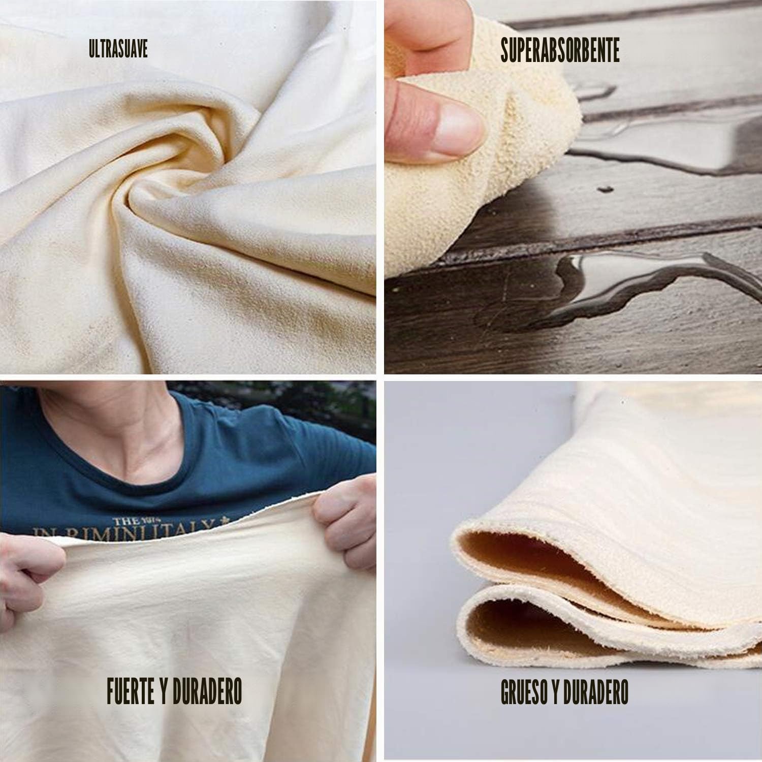 Gamuza de Piel para Limpieza Coche 60x90 cm Cuero de Gamuza Natural Paño de Lavado de Secado