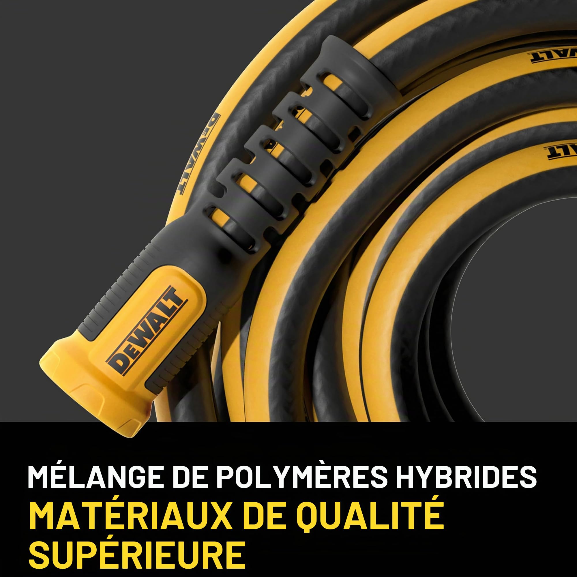 DEWALT DCMH3285 Tuyau d'arrosage robuste de qualité professionnelle 15,2 m x 1,6 cm pour jardin, jaune, noir
