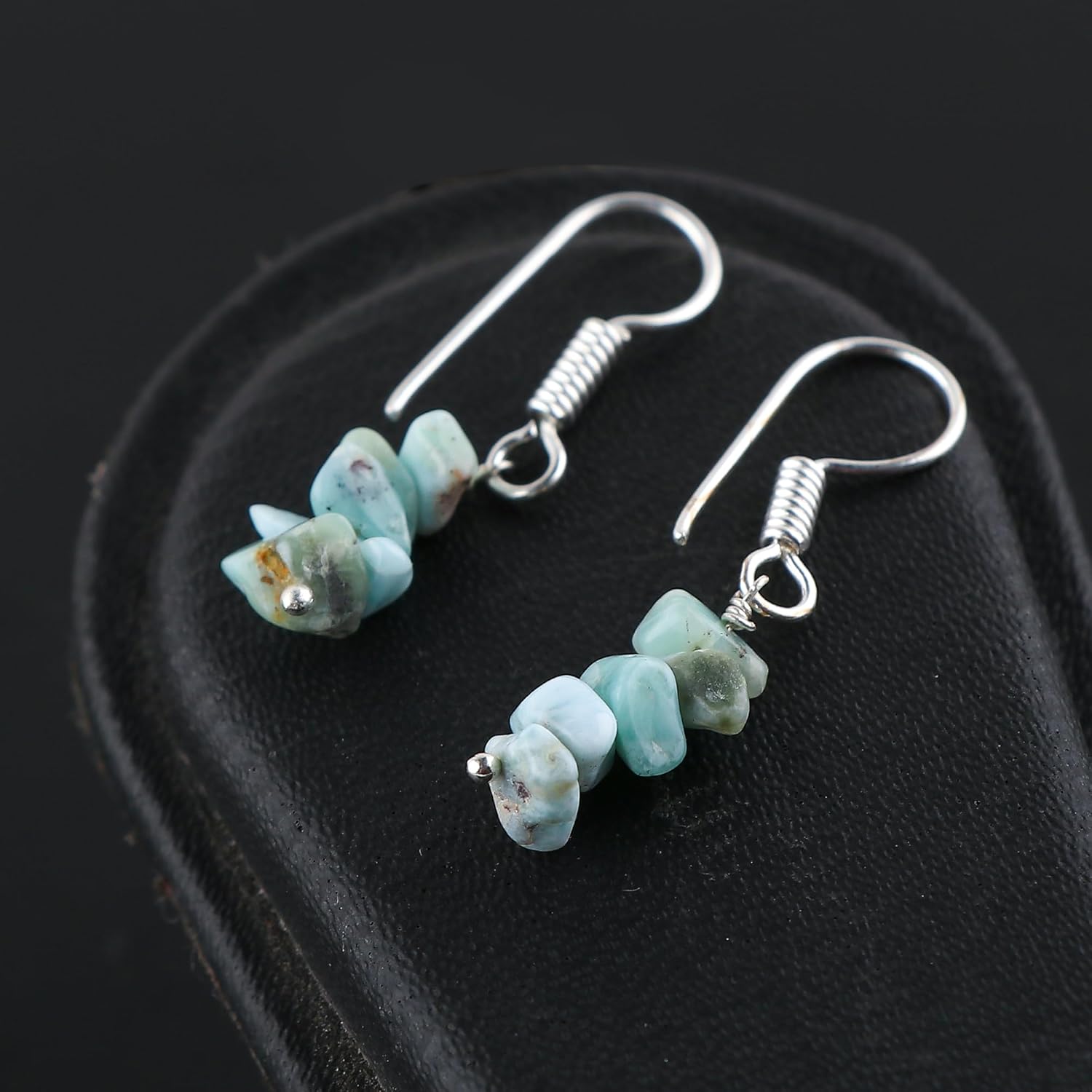 Gemstone Chips Dangling Earrings, Stone 2-3 MM, Silver Plated, Handmade Jewelry, Chakra Healing Crystals, Polished Nuggets Stones, Women Earrings, Gemstone Jewellry - Image 6