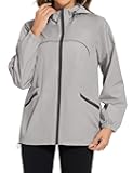 Loovoo Waterproof Jacket with Hood Packable Raincoats for Women Reflective Jacket Windbreaker