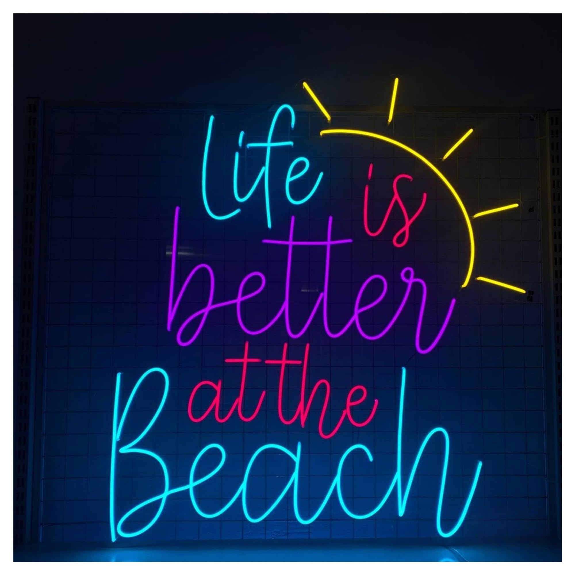 RONGCH Hanging Art Neon Signs Life is Better At The Beach Neon Sign, Suitable for Summer Party Decor with Dimmable 55cm
