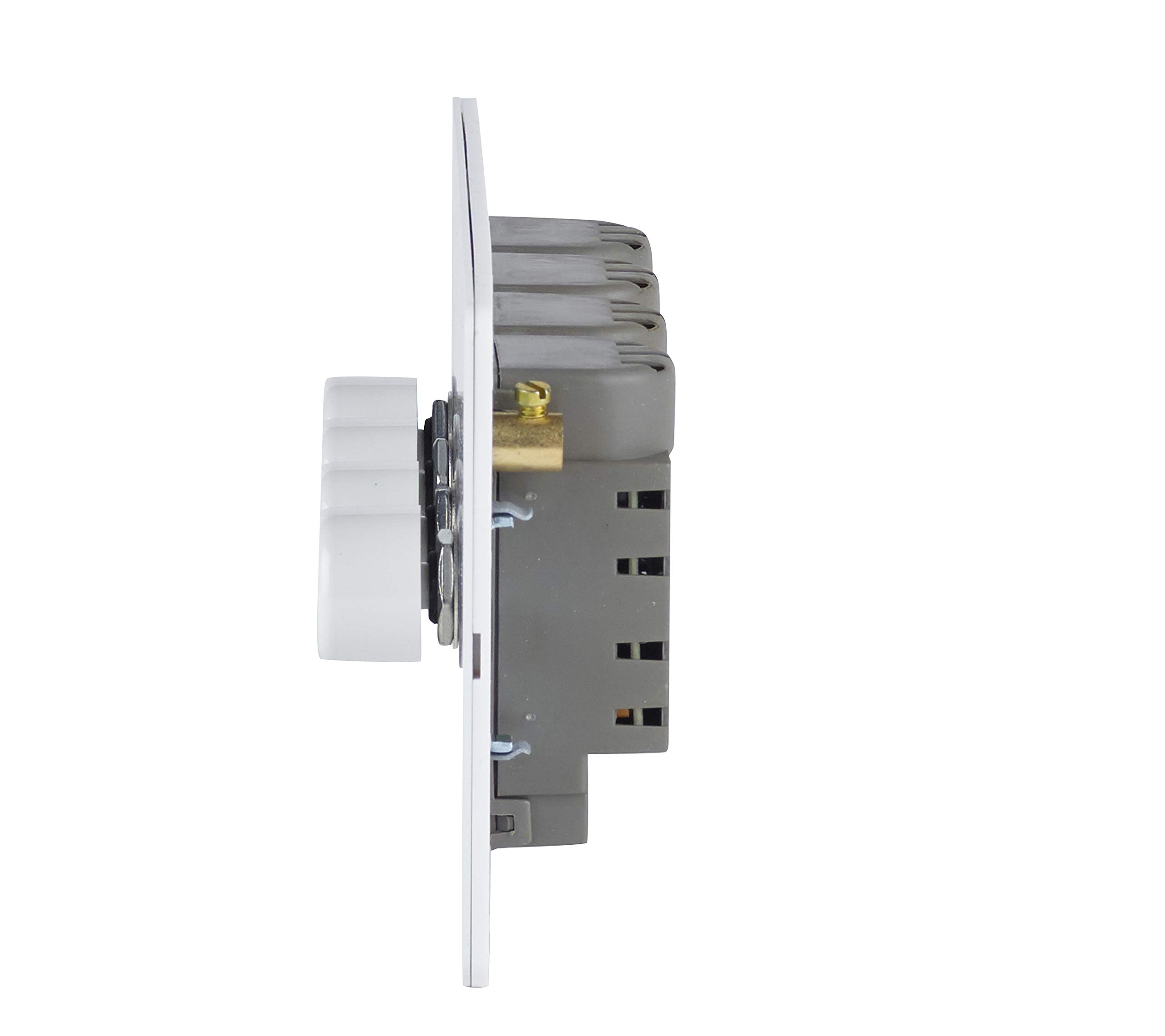 Schneider Electric GU6442CPW - Interruttore dimmer senza viti, 250 W/VA, 4 uscite, 2 vie, principale e LV, bianco