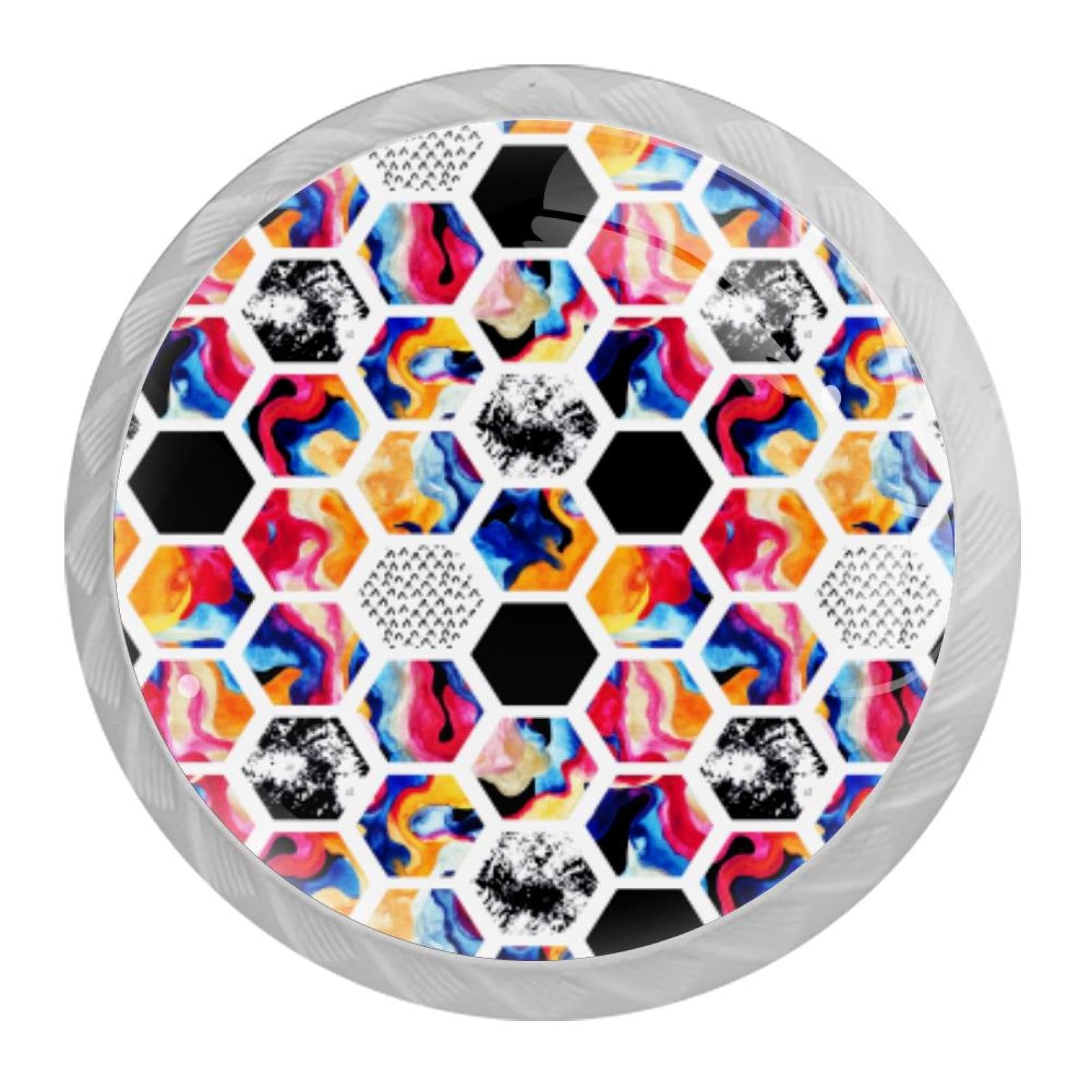 Tqmspg Multi06 4 Pieces Drawer Pulls Geometric Color Marble Texture Door Knobs Dresser Handles For Kitchen Wardrobe Cupboard Hardware Furniture