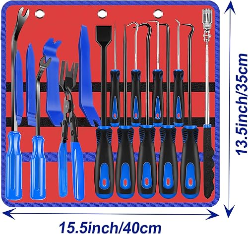 Miniatura 8 de Keze Juego de 17 piezas de gancho y púa, kit de herramientas de extracción de moldes, herramienta de extracción de alicates de clip, raspador de