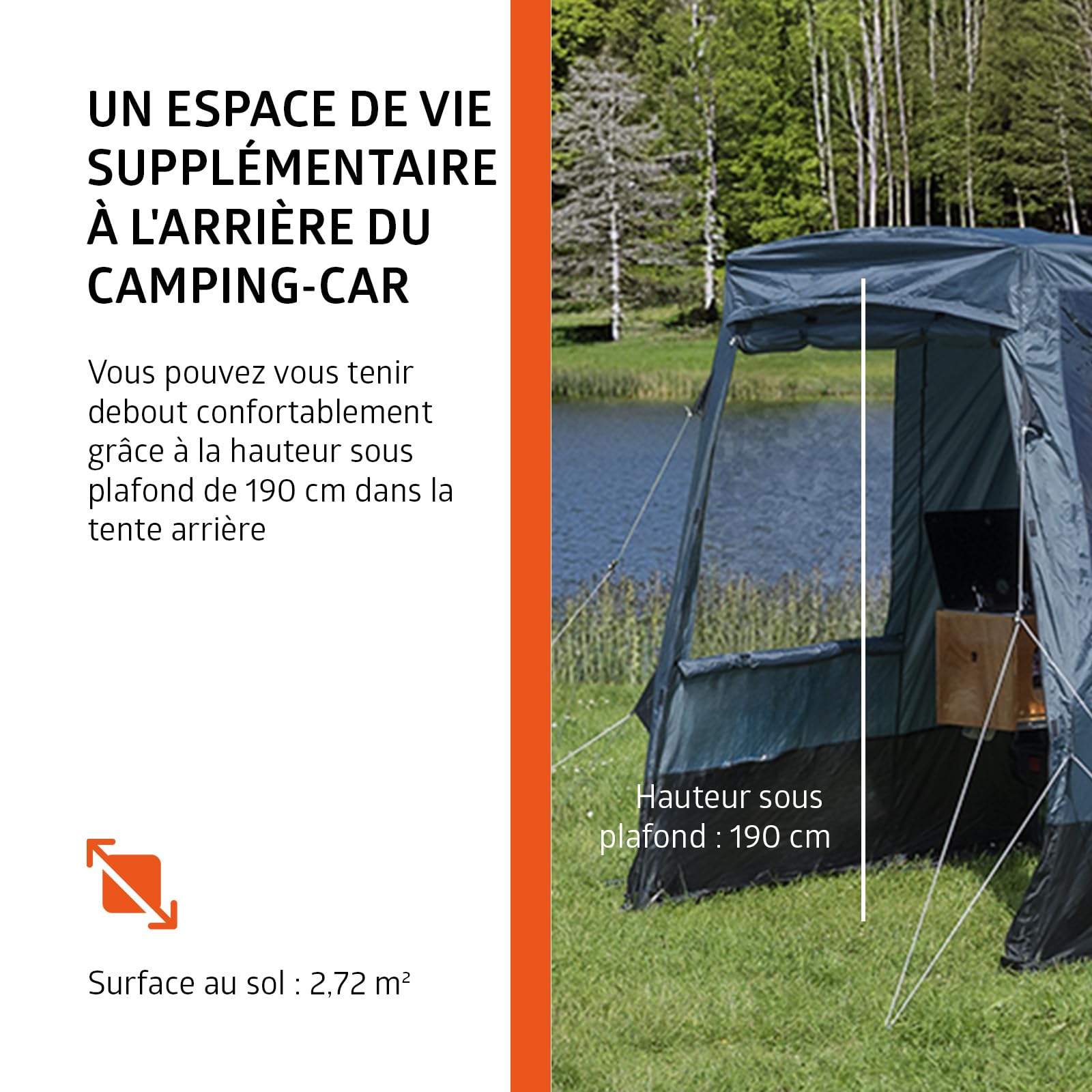 Campout Tente Hayon Voiture – Tente Coffre Camping – 3000 mm Étanche – Espace Abrité Supplémentaire – INCL. Poteaux d’Auvent – Hauteur 175–190 cm