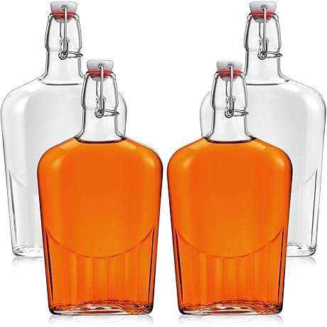 4-Piece Glass Flask Bottle Set