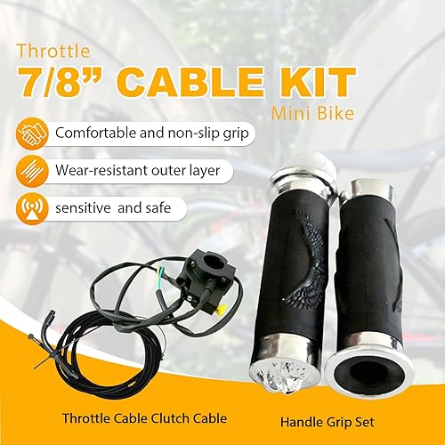 Miniatura 2 de 78 "0.866 in Control Manillar Grips Acelerador Embrague Kit para 49cc 60cc 66cc 80cc Motor Motorizado Bicicleta Push Bike