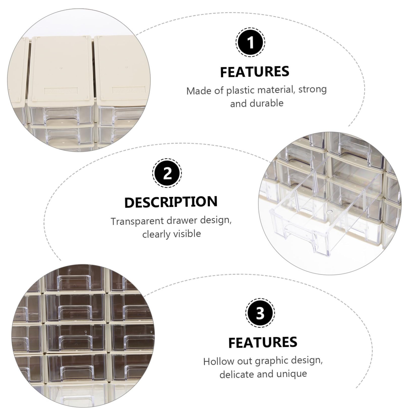 Scatola Porta Oggetti Plastica a Cassetti 20 Set Beige Hips | Divisori Inclusi, Spazio Interno Personalizzabile, per Componenti Elettronici e Bottoni