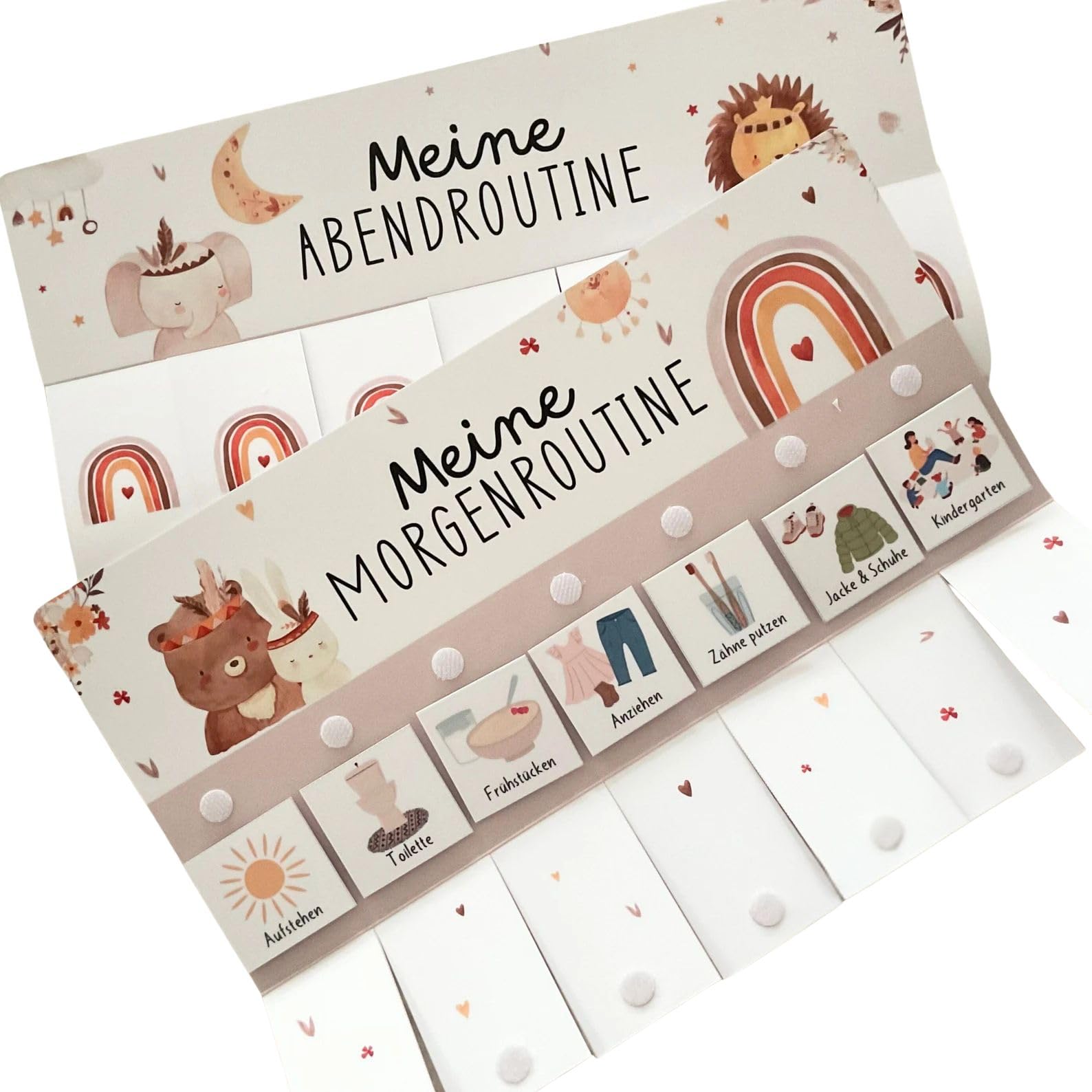Morgen & Abendroutine für Kinder Space/Routineplan mit Sternchen/Routineplan für Kinder/Morgenroutine für Kinder (DIN A4 Tagesplan） (Boho)