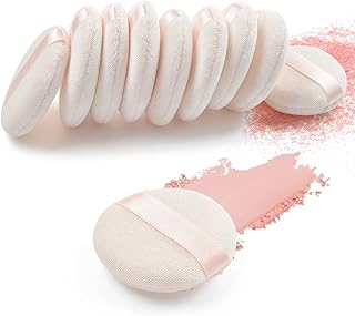 10 Pieces Powder Puff for Face Powder Sponge Makeup Puffs for Powder Velour Puff for Loose Powder Pure Cotton Powder Appli...