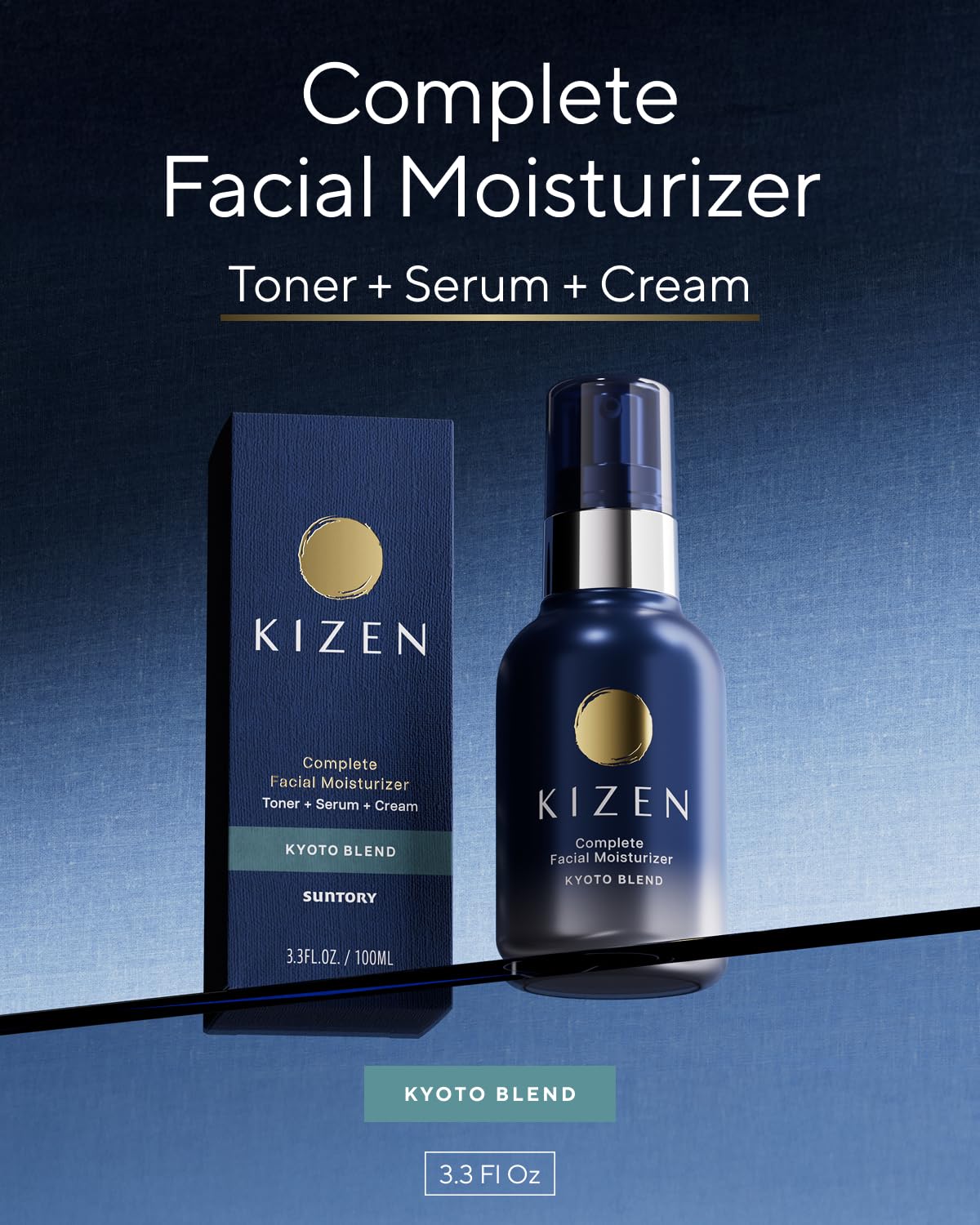 SUNTORY WELLNESS All-in-One | Face Moisturizer for Men | Anti Aging Face Cream for Men with Oak Extract | Anti Wrinkle Cream & Facial Moisturizer (Kyoto Blend, 3.38 fl oz / 100ml)