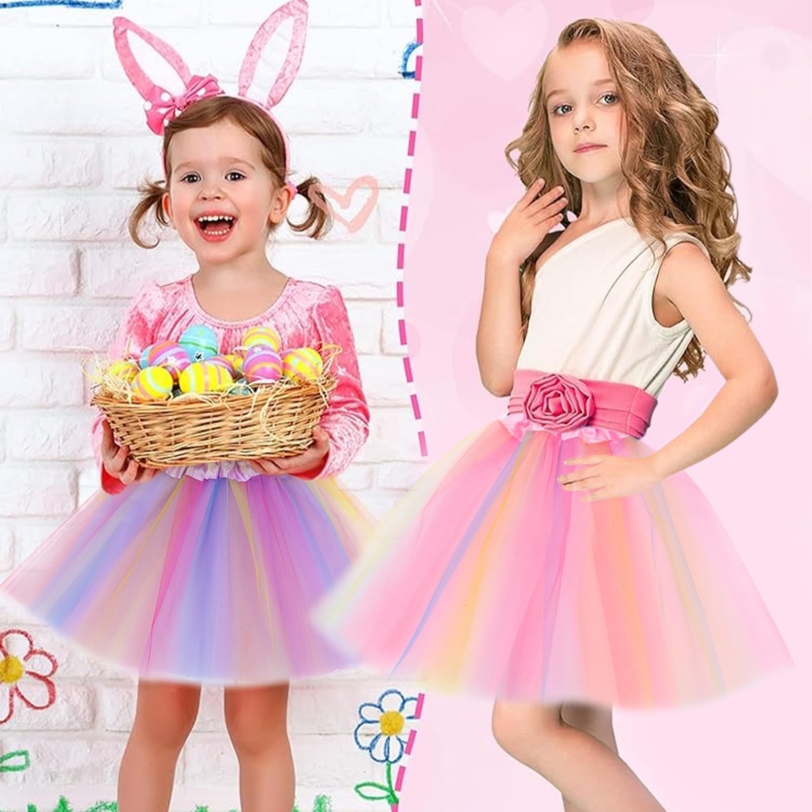 Falda de Tutú para Niñas, 2 Piezas, Vestido Corto de Baile Colorido Princesa
