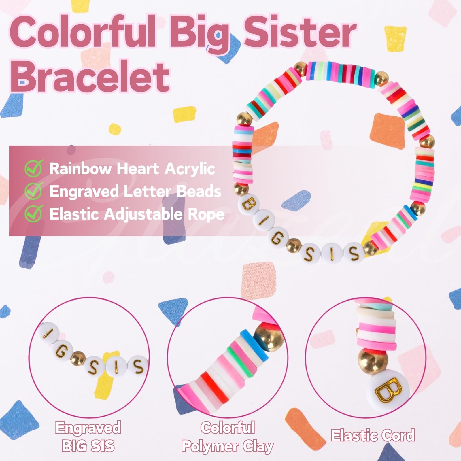 4pcs Big Sister Gifts Set with Embroidered Baseball Caps, Bag, Pen Pouch & Bracelet for Announcement Gift