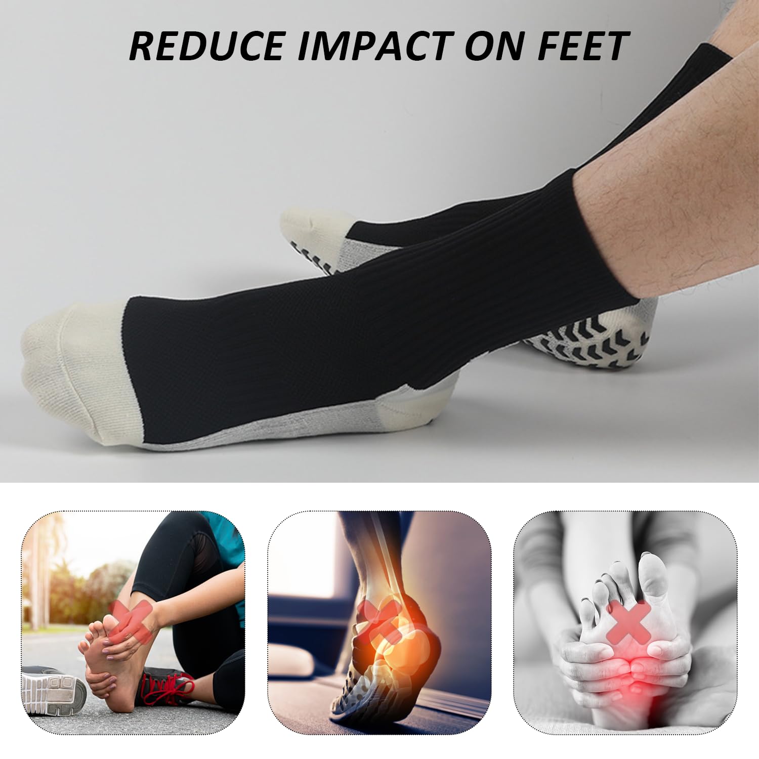 3 pares de calcetines de fútbol antideslizantes, calcetines deportivos antideslizantes con puntos de goma, calcetines de trampolín, calcetines de suelo de interior, calcetines antideslizantes