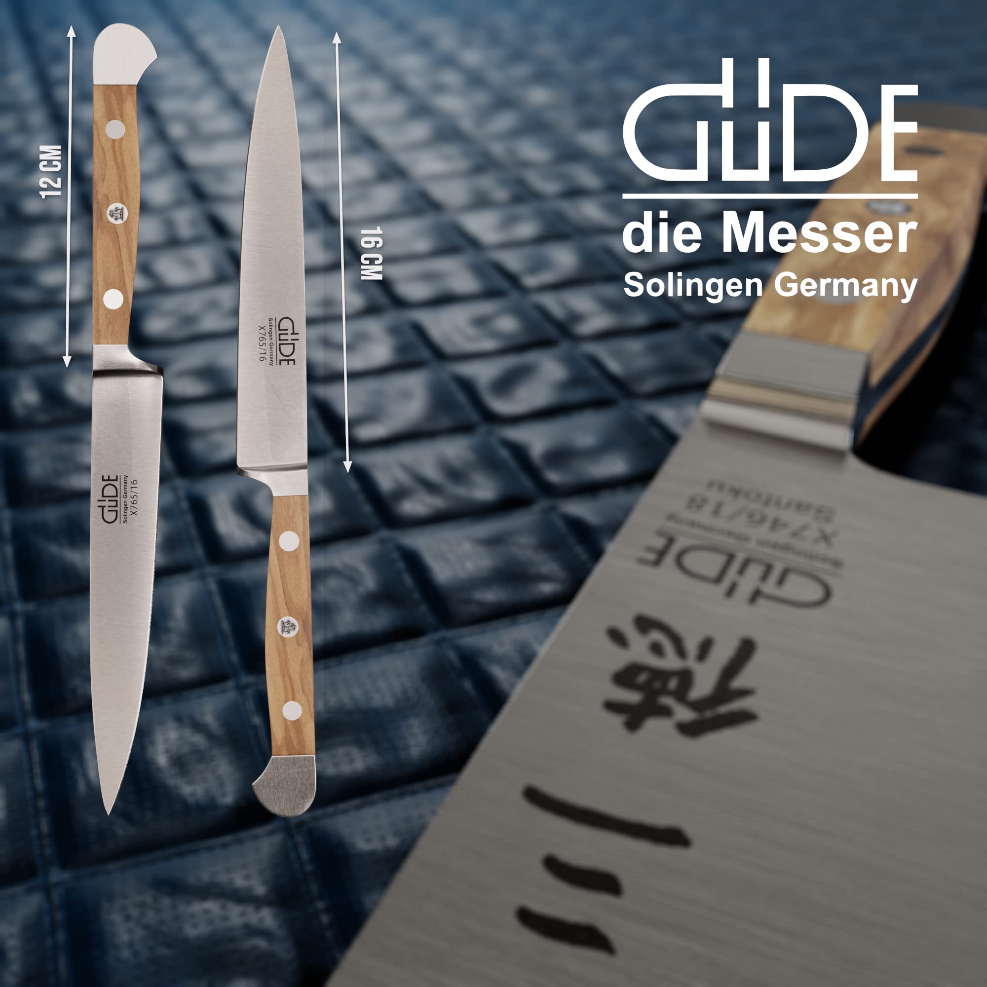 Güde X765/16 Solingen - Zubereitungsmesser geschmiedet, 16 cm, Olivenholz, ALPHA-OLIVE, Küchenmesser, Doppelkropf, Handmade Germany