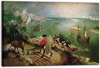 Pieter Bruegel The Elder Landscape with The Fall of Icarus Poster Canvas Wall Art Painting Print Room Aesthetic Decoration 16x24inch(40x60cm) Frame-style
