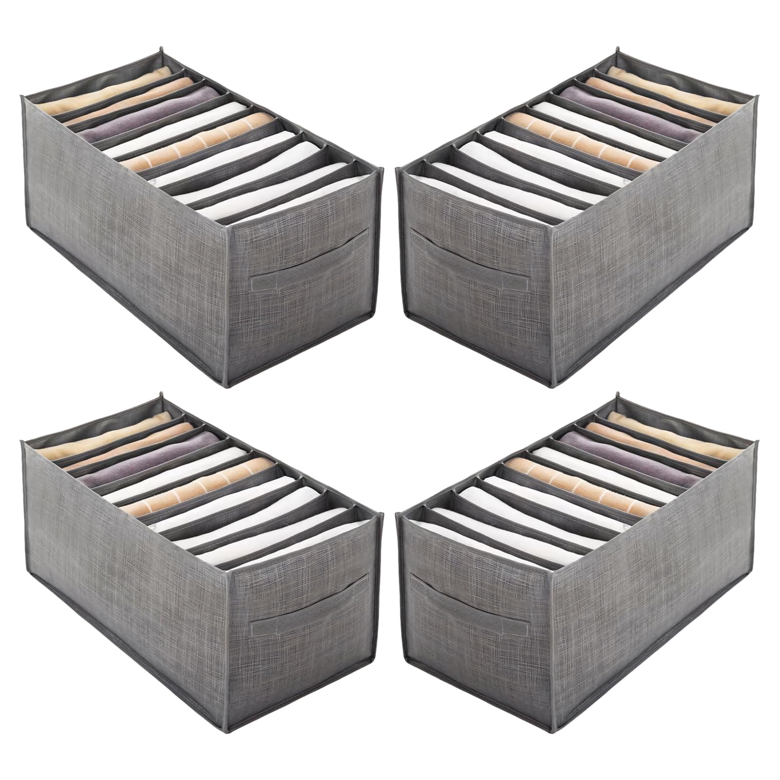 carotoe Foldable 9 Compartment Organizing Bins Set of 4 Ideal for Home Organization Drawer Dividers for Clothes