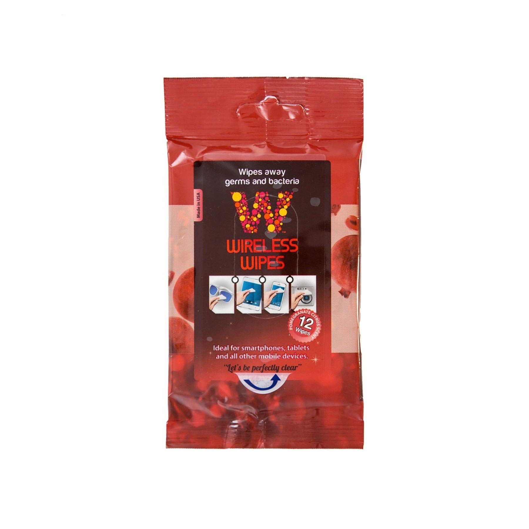 Wireless Wipes Sanitizing Towellettes Pomegranate Citrus For Touchpads/Screens