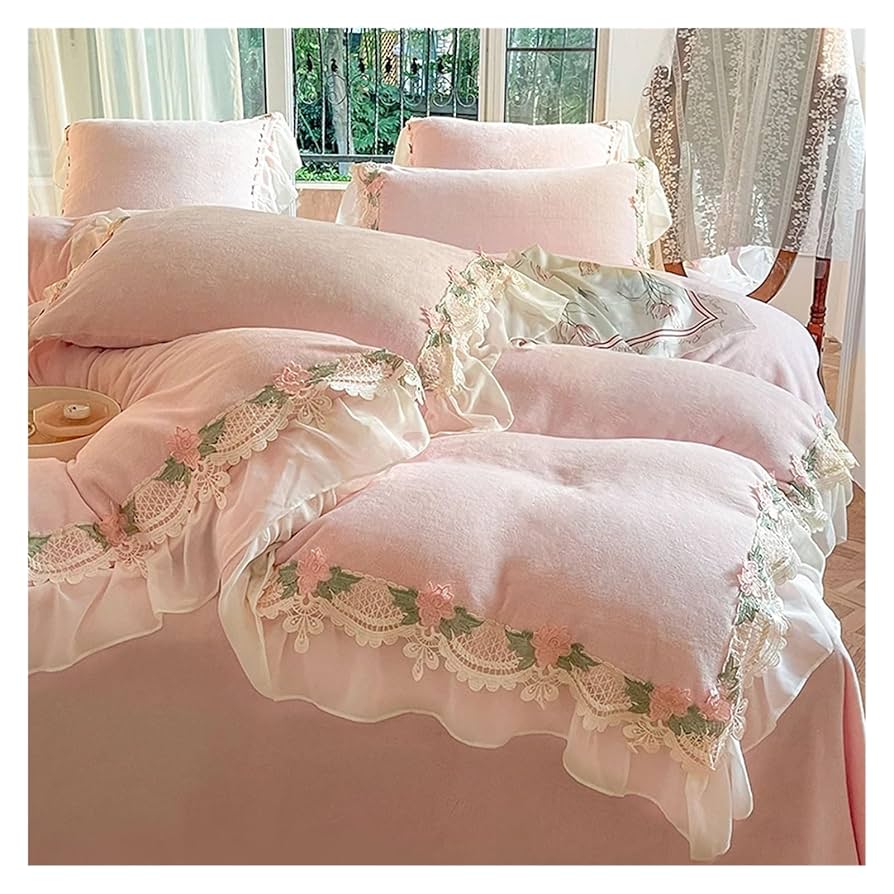 Amazon｜ベッド、ふわふわ冬260gミルクベルベット寝具セット花