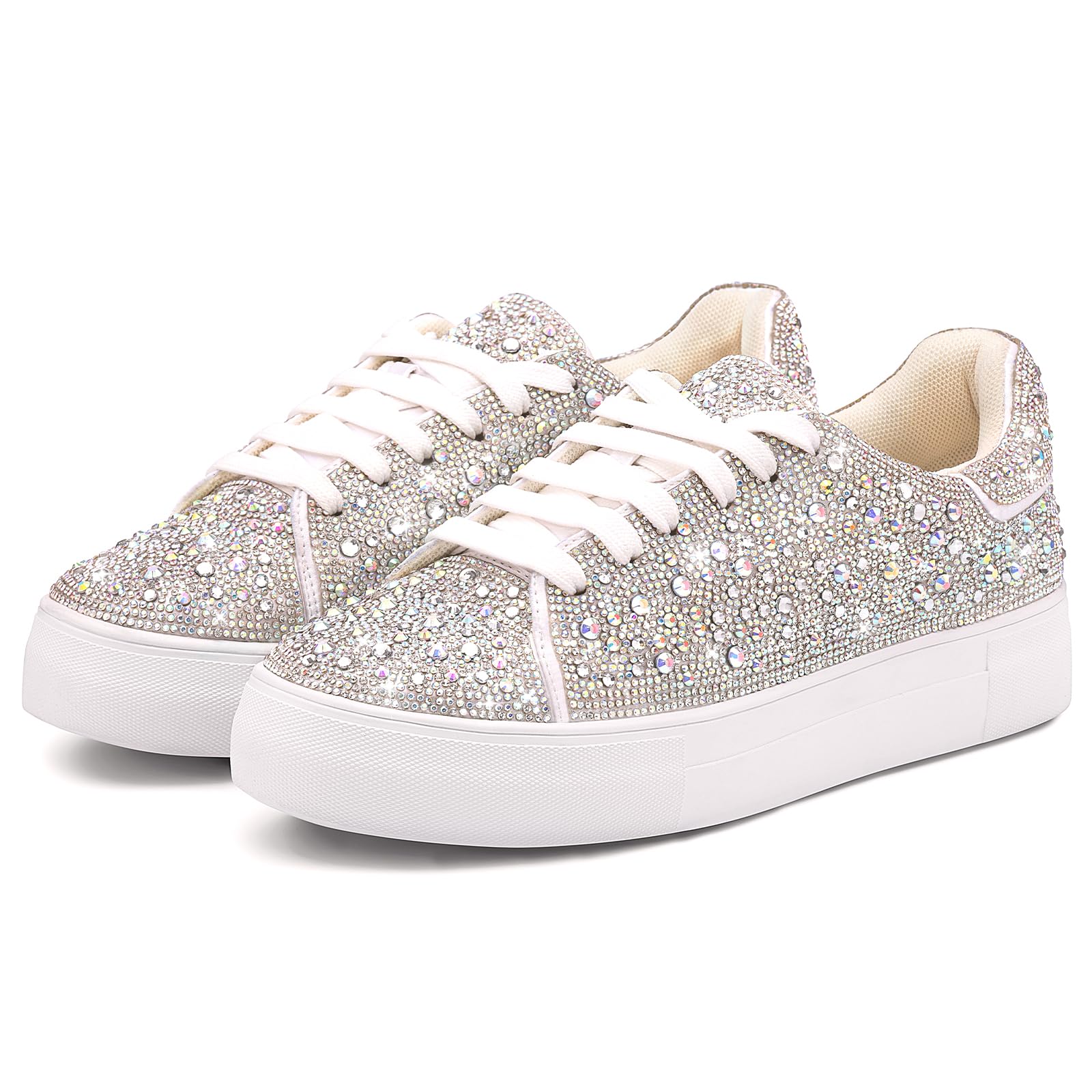 Suokdil Sparkle Rhinestone Sneakers for Women - Bling