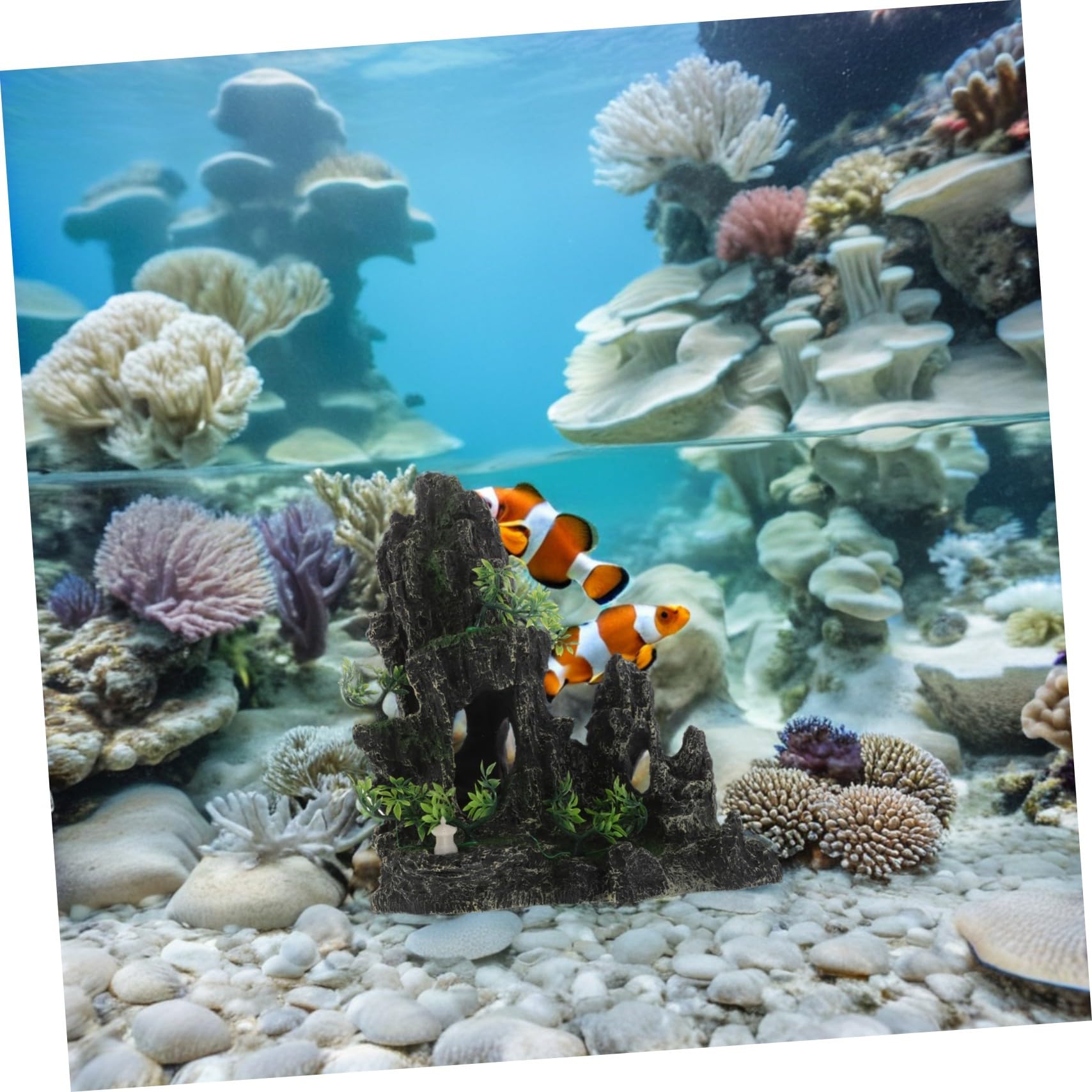 GALPADA Fisch-Aquarium Deko Simulierter Drachenstein mit Versteck für Garnelen und Fische Resin Aquarium Felsen Berglandschaft Naturnahe Fischbecken Dekoration Stressfreies Versteck