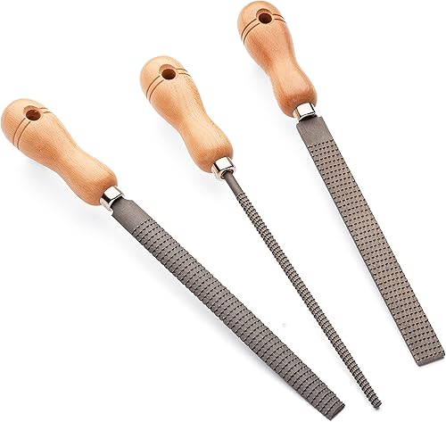 Kings County Tools Juego de tres escofinas para carpintería de 8 pulgadas  Planas, redondas y semicirculares  Material de acero de alta calidad