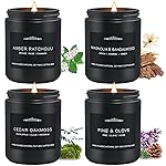 Scented Candle Set, Men Candle Set, Scented Candles for Home, Gifts for Men, 28 oz 200 Hour Burn Time,4 Pack Manly Gifts Soy Candles of Cedar Oakmoss/Pine&Clove/Patchouli/Sandal Wood