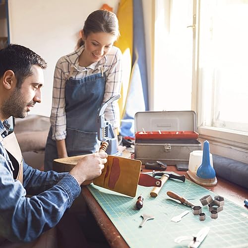 Miniatura 7 de PH PandaHall Juego de 8 piezas de acero de alto carbono con un agujero hueco de un agujero, 8 tamaños de hexágono de cuero para cortar troqueles de