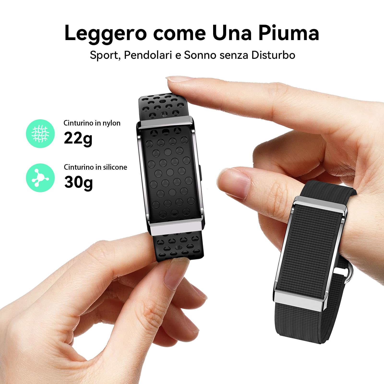 Smart Band Fitness Tracker senza Schermo con AI Analisi, Smartwatch con Frequenza Cardiaca & Sonno 24/7, Batteria da 35 Giorni, 170+ Modalità Sport, Non Abbonamento Richiesto per IOS Android