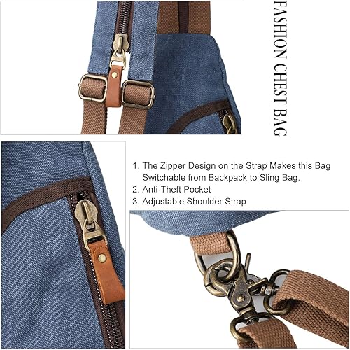 Miniatura 4 de KL928 Canvas Sling Bag - Small Crossbody Backpack Shoulder Casual Daypack Rucksack for Men Women