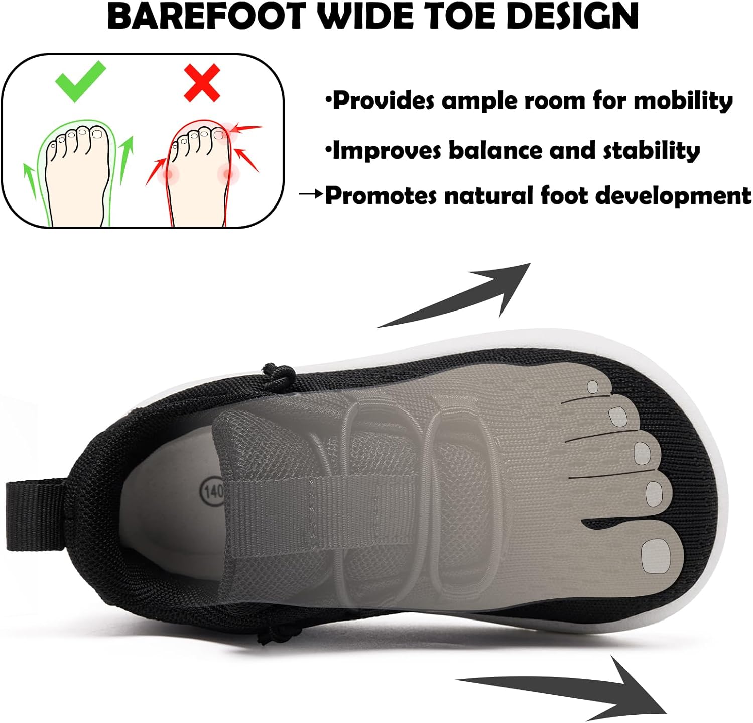 MORENDL Wide Toddler Shoes Baby Walking Shoes Girls Boys Zero Drop Minimalist Sneakers Slip On Tennis Shoe Breathable Naturally Flexible - Image 3