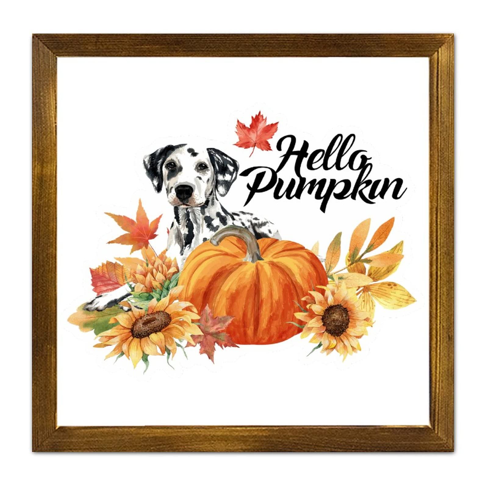 Teckel Hello Pumpkin panneau bois tableau déco maison chaleureuse - 5