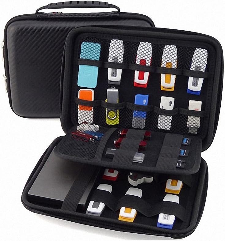[USB Flash Drive Case / Hard Drive Case] - Universial Portable Waterproof Shockproof Electronic Accessories Organizer Holder / USB Flash Drive Case Bag / Hard Drive Case Bag - Black