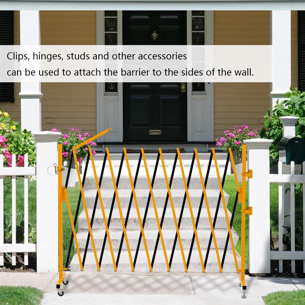 Expandable Barricade Fixing Clips, Connecting Gate to Barrier, Latch Design, Yellow, Suitable for 30 * 30cm Side Columns for Indoor Security, Garage, Shopping Mall, Warehouse