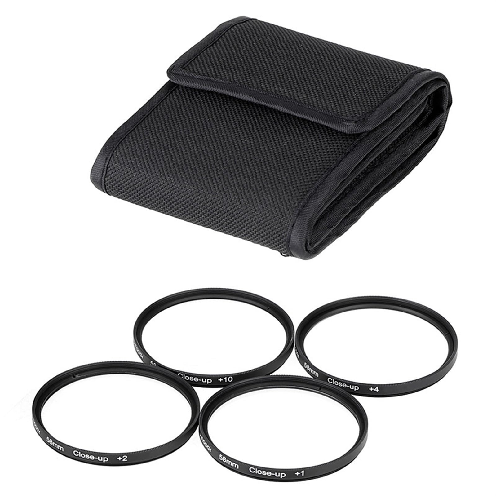 Nahlinse +1 + 2 + 4 + 10 Dioptrien, vierteiliges Set, Makroobjektiv-Fokussierfilter, mit Nylontasche, Fotozubehör(82mm)
