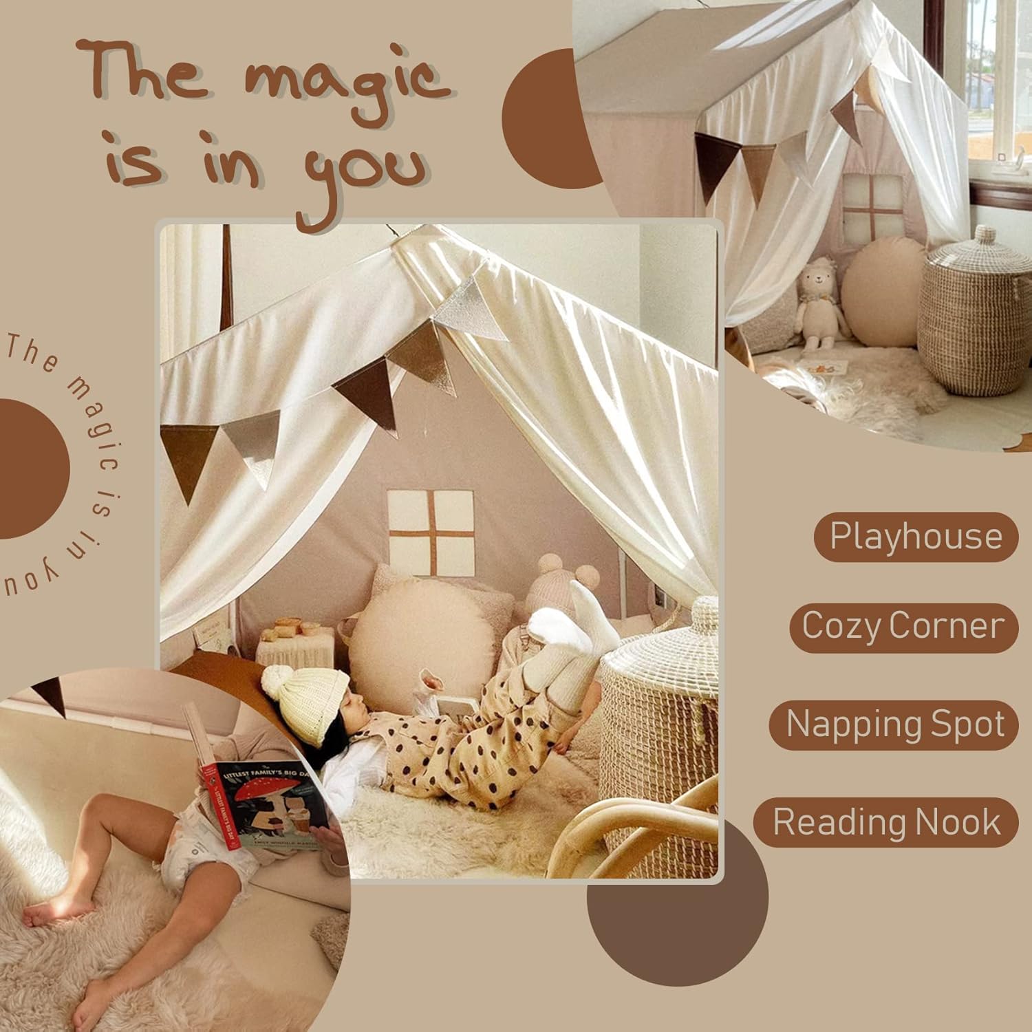 40% оƒƒ Dіѕсоunt Large Kids Tent, Kids Playhouse with Banner,Light and Floor Piece, Tent for Kids Reading Nook, Playing, Enjoying, Easy to Assemble and Wash, Indoor and Outdoor, Boho Adult Tent, 52x35x51 Gеt Pорulаr оƒƒеr Large Kids Tent, Kids Playhouse with Banner,Light and Floor Piece, Tent for Kids Reading Nook, Playing, Enjoying, Easy to Assemble and Wash, Indoor and Outdoor, Boho Adult Tent, 52x35x51