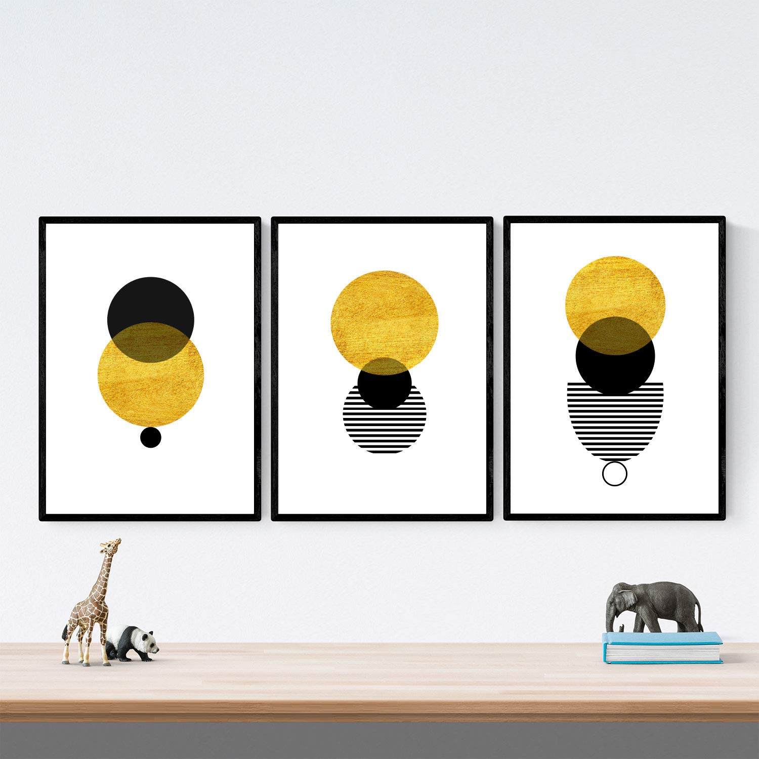 Nacnic set of 3 prints of solar eclipse geometric poster | best for home and office decoration | scandinavian style, nordic style | a4 size |
