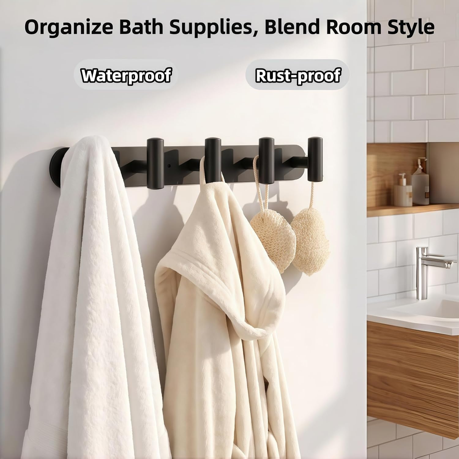 Optish 2 Pack Coat Rack Wall Mount, Heavy Duty Coat Hooks 10 Hooks, Black | Wall Hooks Organizer Hat, Towel, Bags, Key, Purse, Suit for Entryway, Bedroom,Bathroom, Load 66 lbs, Easy to Access & Install