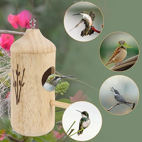 Miniatura 4 de Casa de colibríes, casas de colibrí de madera para anidación exterior, casas de pájaros para ventana de jardín al aire libre, hogar, decoración,