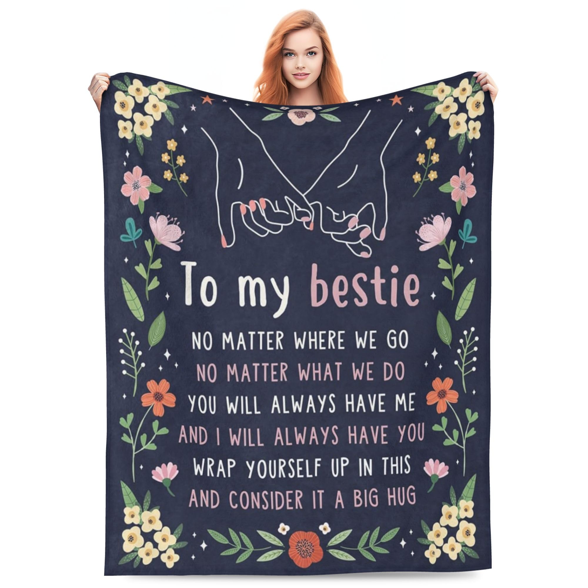 Xinvast Women's Bestie For Throws Blanket For ,Friendship Present For Woman,Christmas Blanket 60”X50” Inches