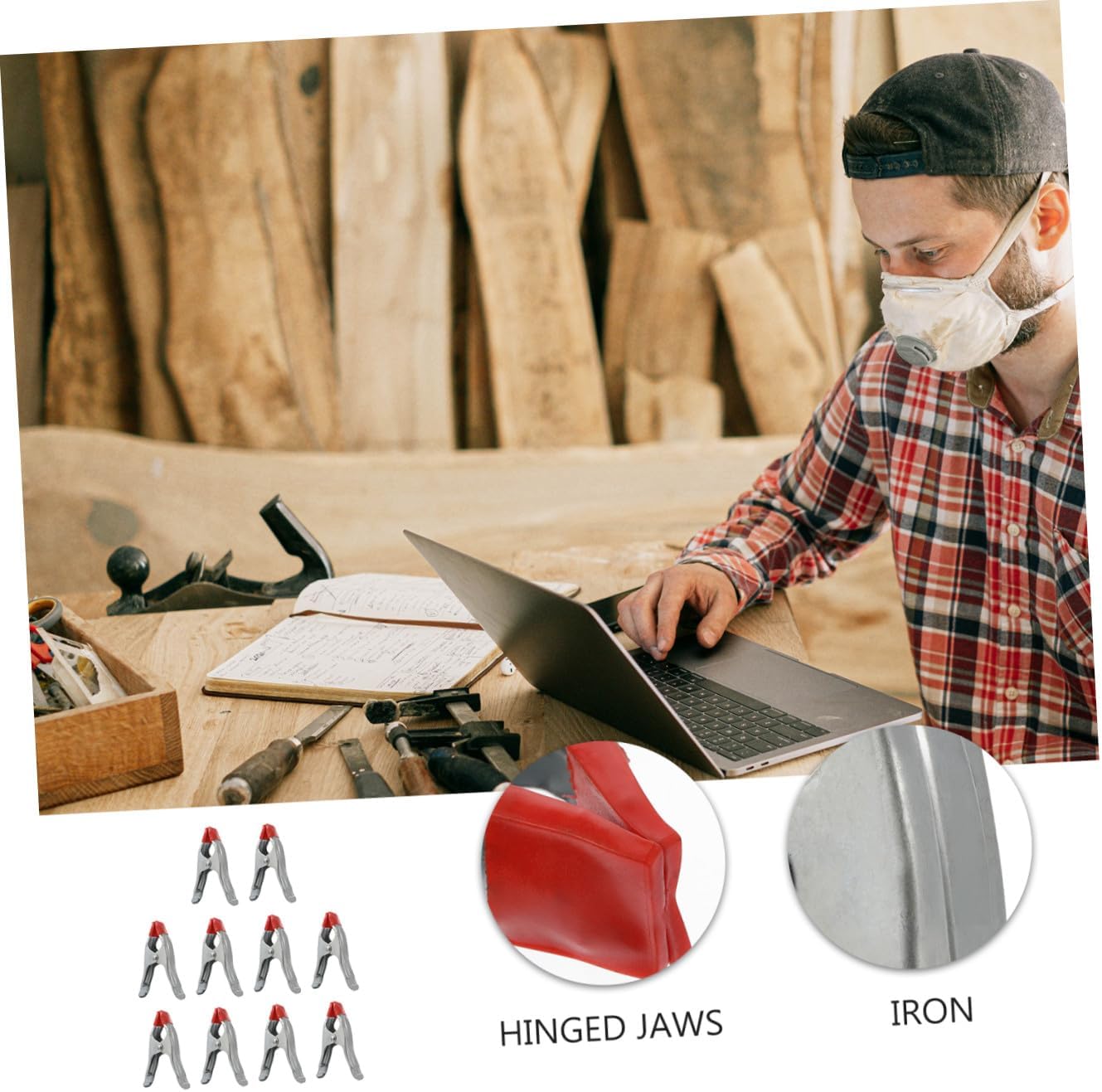 10pcs Thickened A-shaped Woodworking Spring Clamps Strong Iron Carpentry Clips for Woodworking and Stone Fixing 6-inch Hand Tools Set