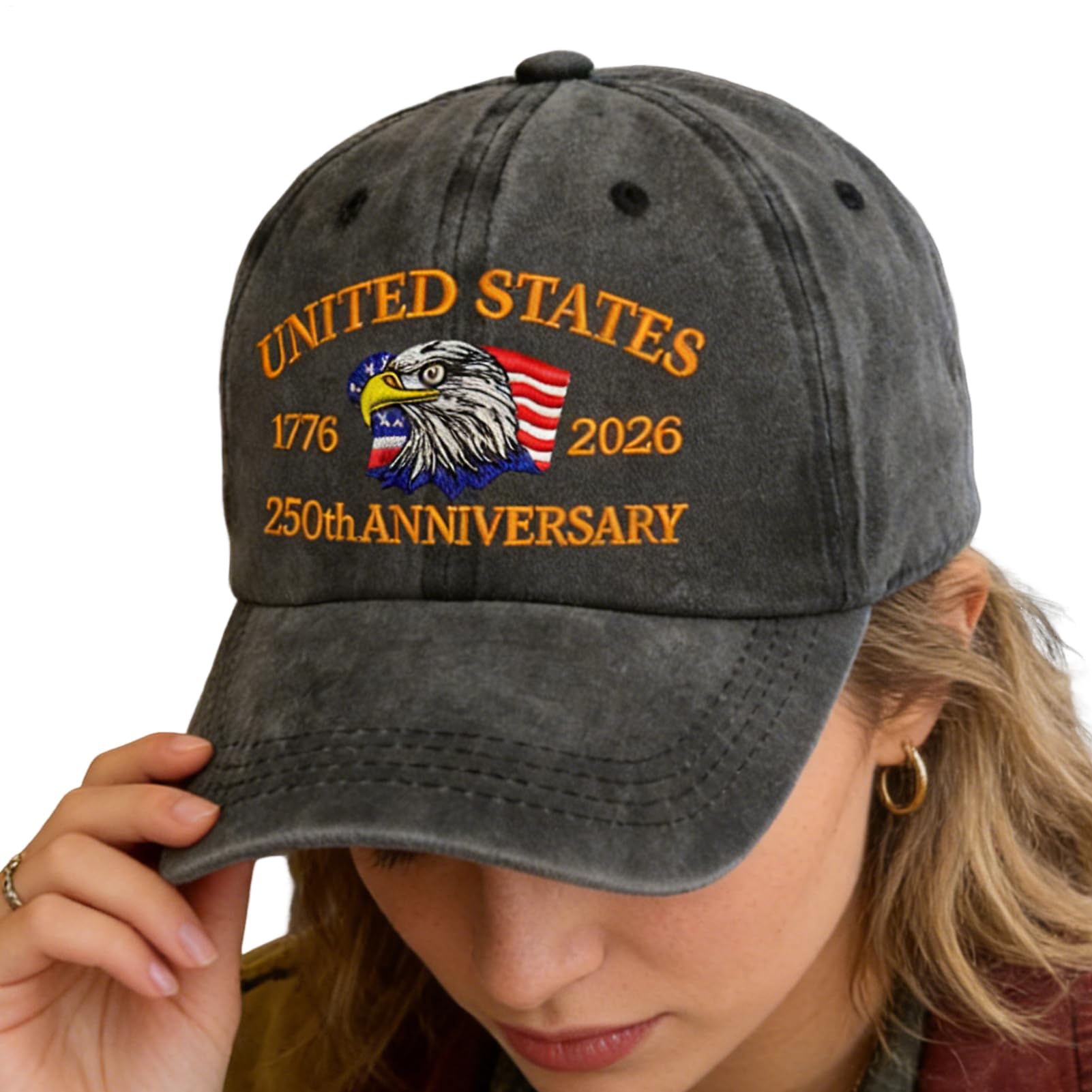 Generisch 250 Aniversario - Retro Ajustable Transpirable Gorras | 250 Años USA Gorra, Para Cumpleaños, Halloween, Pesca al Aire Libre Verano Camping Jardín Patio Senderismo Trabajo Viajes