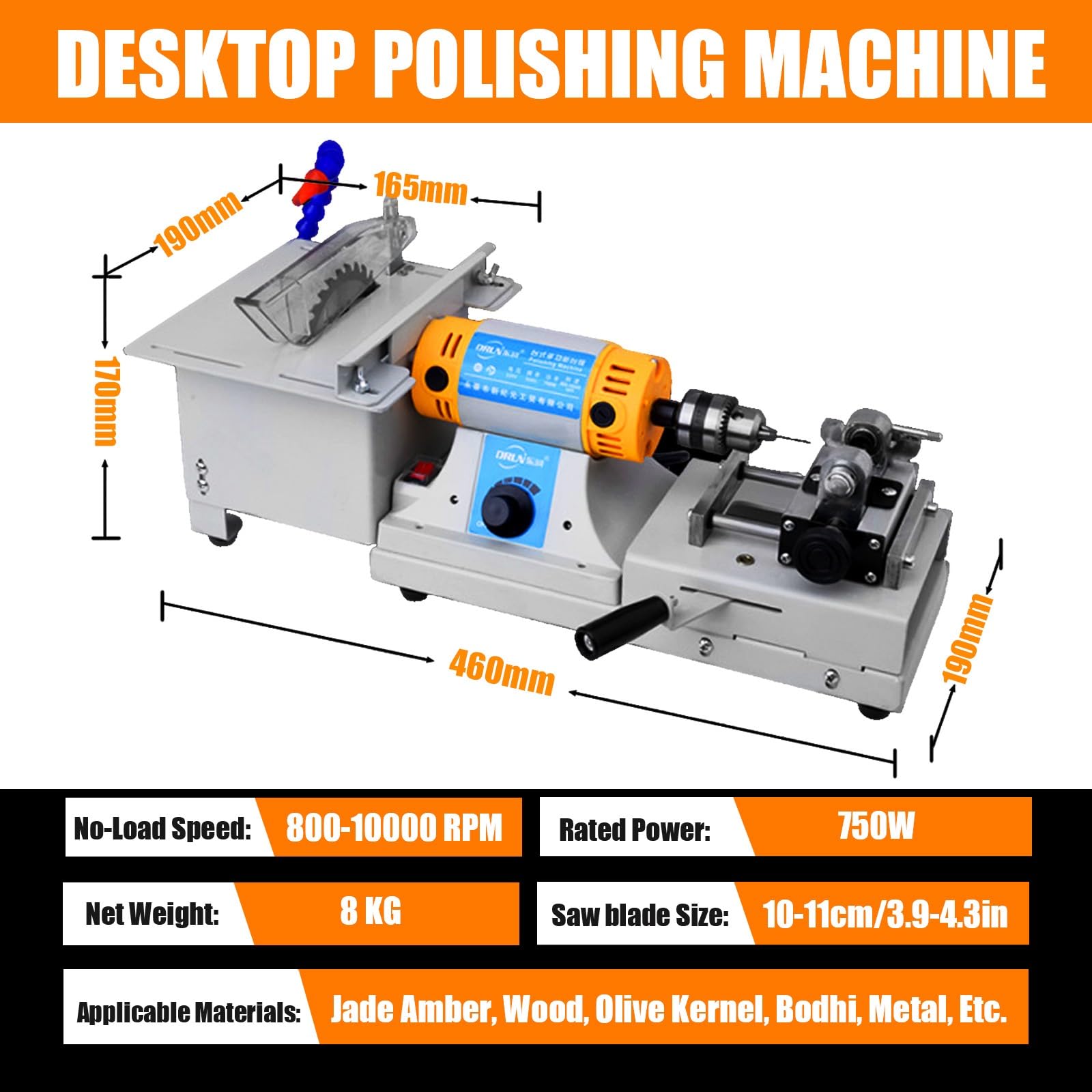5 en 1: corte, amolado, perforación, pulido, grabado para pequeños estudios | 800-10000 RPM, para materiales delicados como ámbar, piedras blandas y aleaciones de metales preciosos(+Polishing)