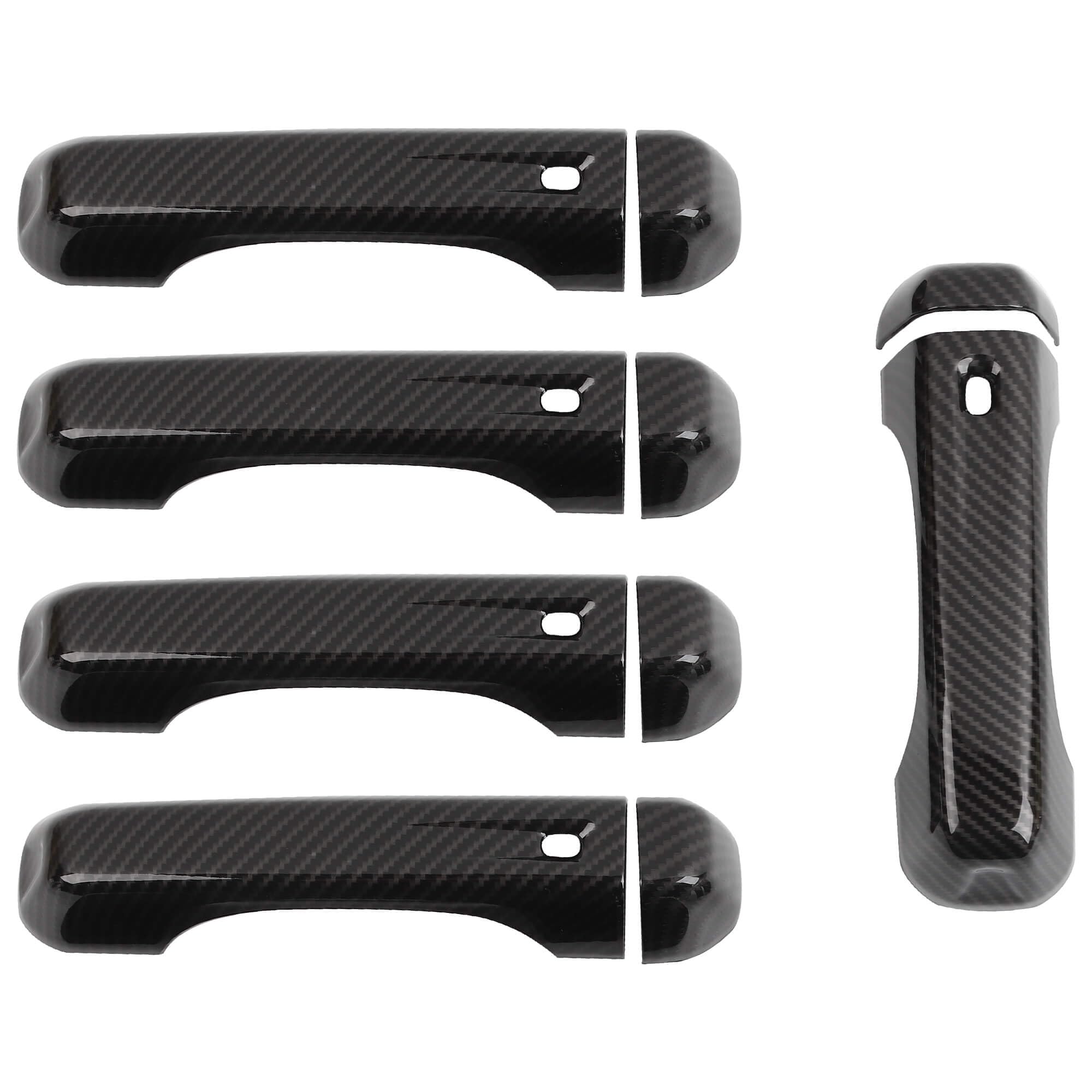 Photo 1 of Savadicar 5-Piece Carbon Fiber Door Handle Cover Trim Set for Jeep Wrangler JL JLU 4xe & Gladiator JT 2018-Present – Exterior Handle Cap Accent Accessories