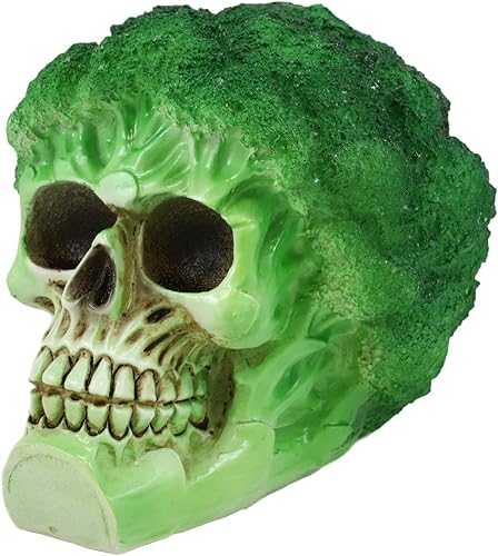 Miniatura 3 de Ebros - Estatua de cráneo de brócoli de verduras verdes de 6.25 pulgadas de largo con temática de ensalada de comida saludable, cabeza de esqueleto,
