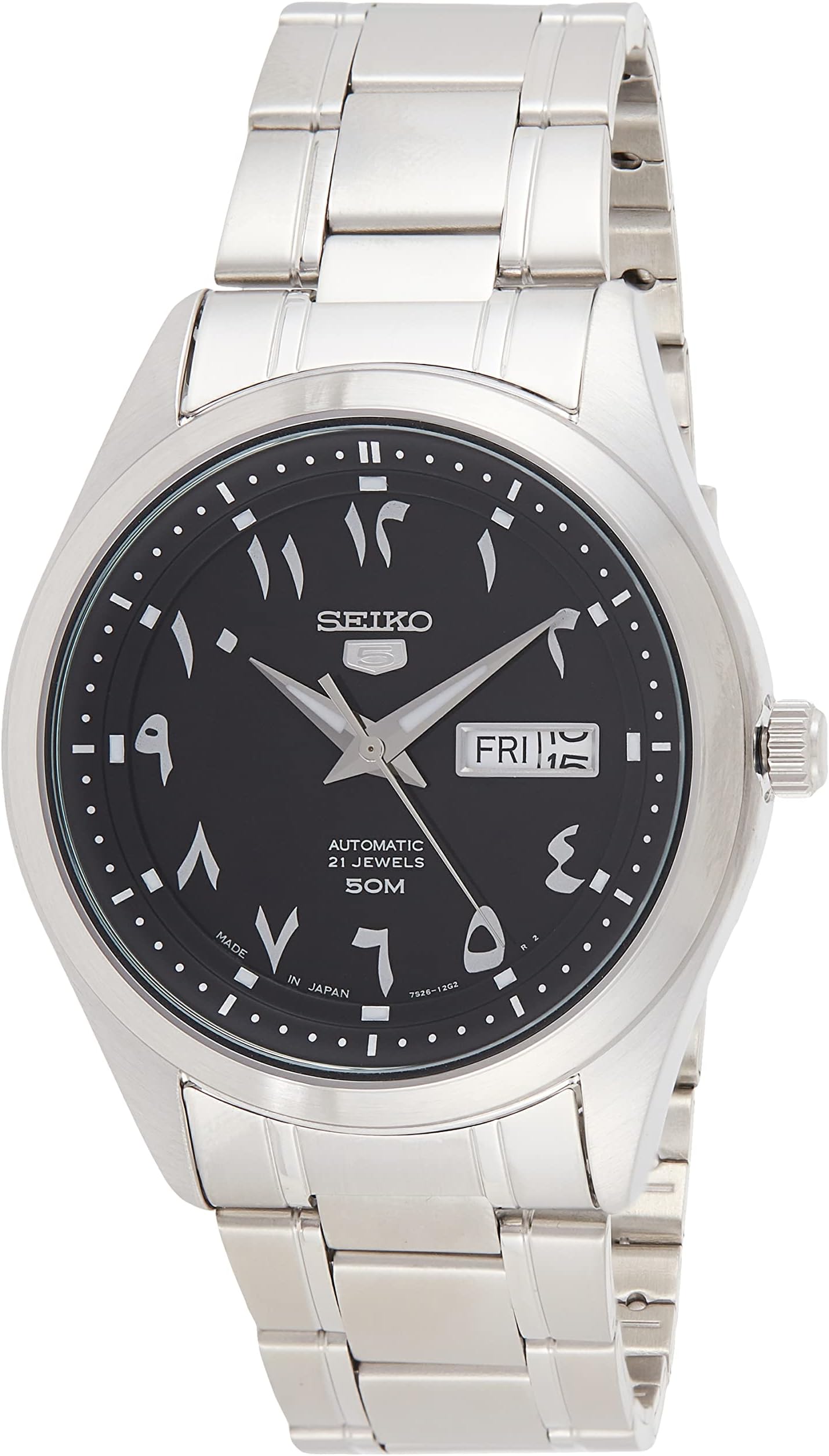 Seiko Watch Men's SNKP21J1 Seiko 5 Seiko 5 Seiko 5 Automatic Black Silver Black m-sto1