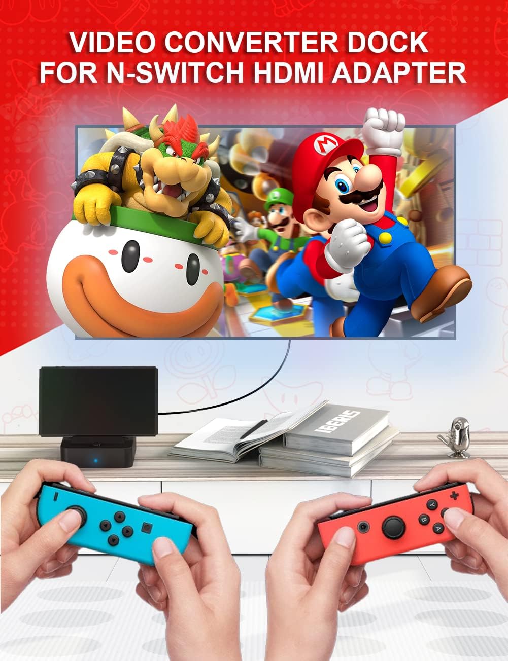 for Nintendo Switch TV Dock for OLED Docking Station, Replace Official Switch Charging Base with 4K 1080P HDMI Adapter and USB 3.0 Port, Travel Charging Stand (No Power and Hdmi Cords)