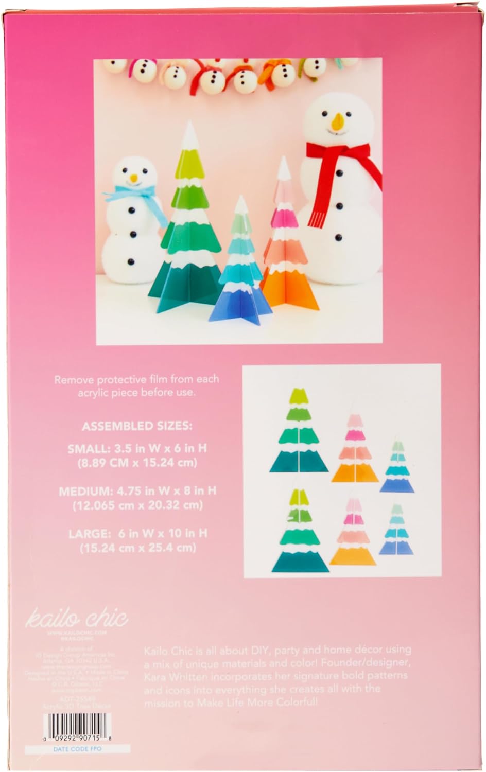 C.R. Gibson ADT-25549 Kailo Chic Acrylic 3D Mini Christmas Tree Decorations for The Home and Office, Sizes Vary, Multicolor, 3 Pieces