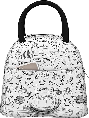 Fiambrera de fútbol con bola portátil aislada, bolsas de almuerzo reutilizables para niños, niñas, niños, mujeres, escuela, trabajo, oficina,